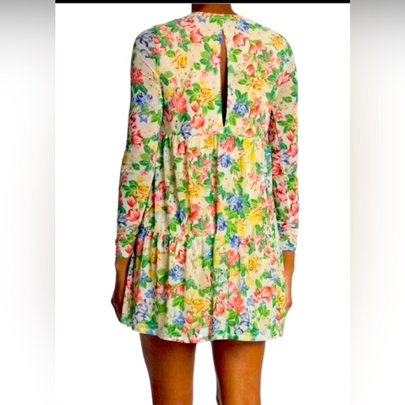 AFRM size Large Multicolor Floral mini Dress with sheer sleeves - Picture 7 of 7